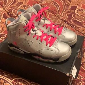 Air Jordan 6 Metallic Silver/Pink Big kids 6.5